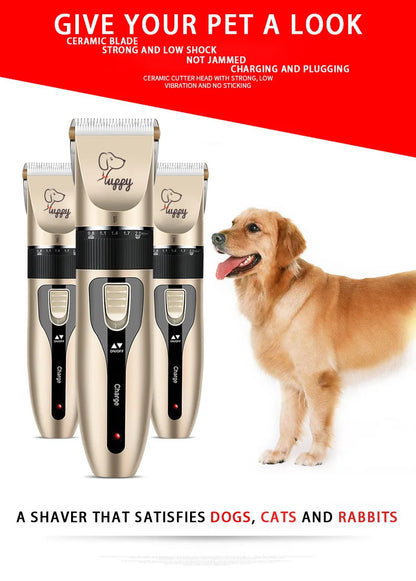 Electric Pet Clipper Grooming Kit for Dogs, Rechargeable Trimmer for Cat Hair Removal, Professional Grooming Set