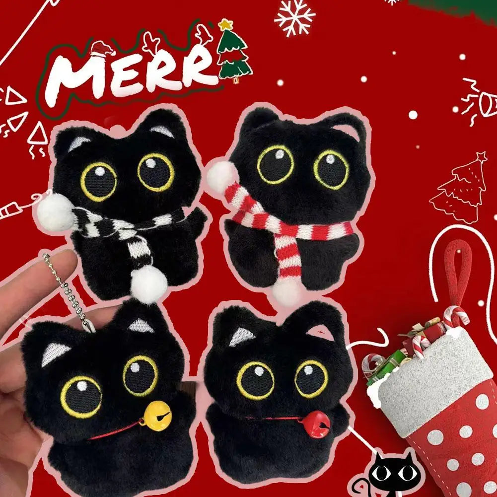Lindo Llavero de Gato Negro de Peluche, Colgante de Dibujos Animados, Llavero Decorativo, Accesorio para Mochila, Regalo