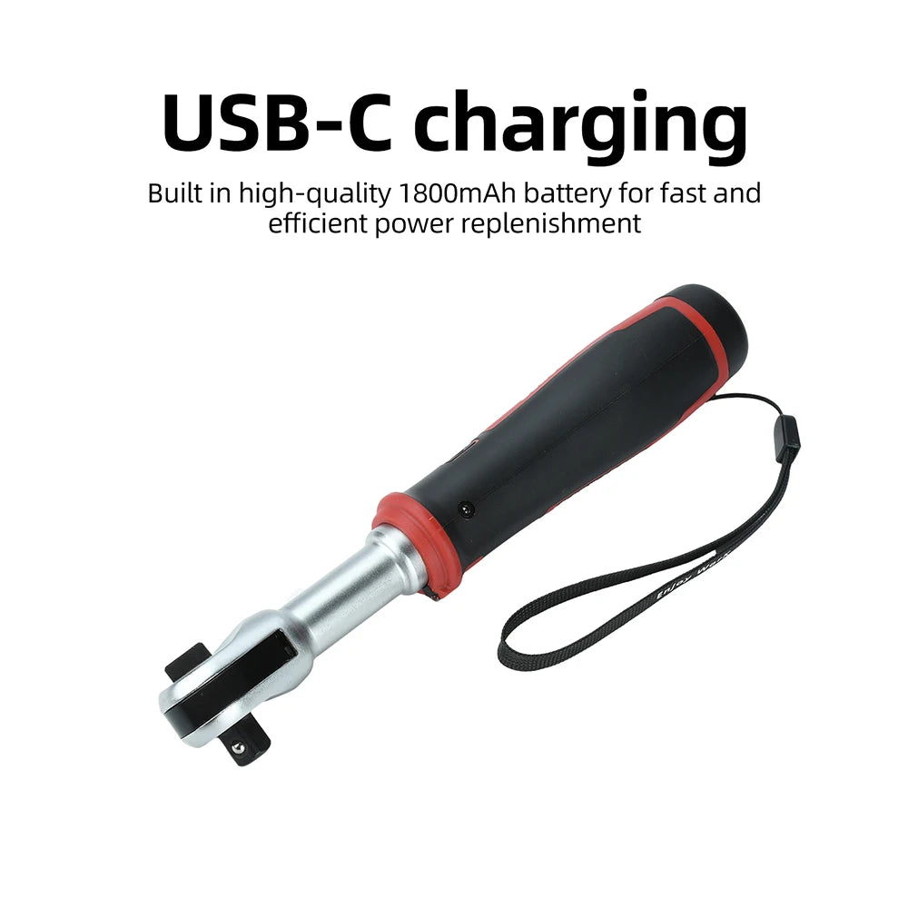 USB-C Rechargeable Electric Ratchet Wrench 3.6V 320 RPM 1/4' 3/8' Bidirectional with LED Battery Indicator for DIY Repair Auto