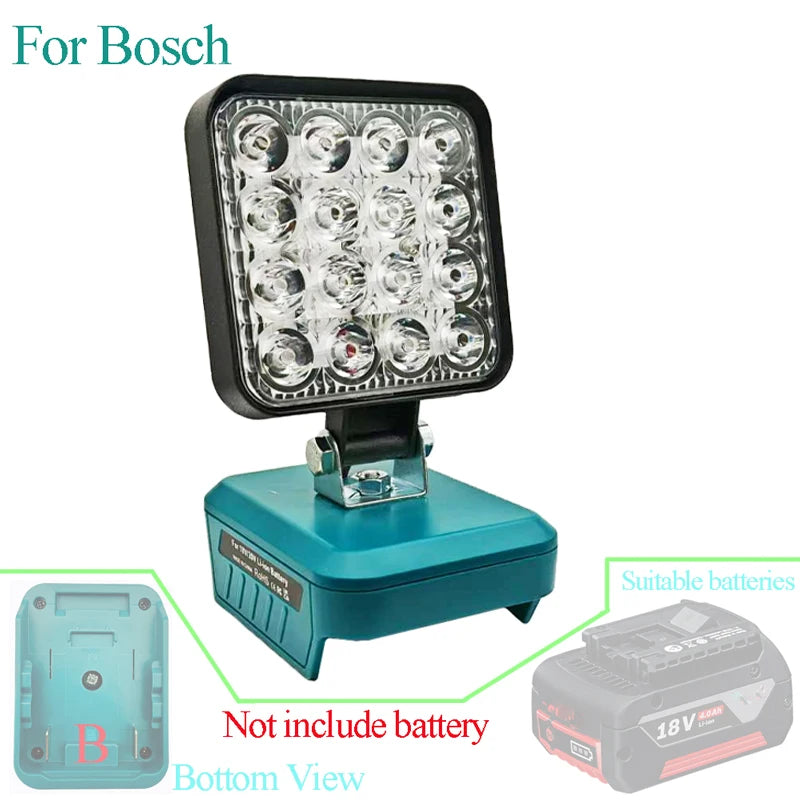 Piezas de herramientas eléctricas para Makita, DeWalt, Bosch, Milwaukee, Ryobi, linterna con batería de litio, luz de trabajo, lámpara de Camping