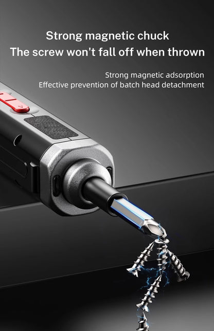 Cordless Electric Screwdriver, Rechargeable Power Screwdriver Set, Automatic Home Repair Tool Kit with USB Cable and LED Lights