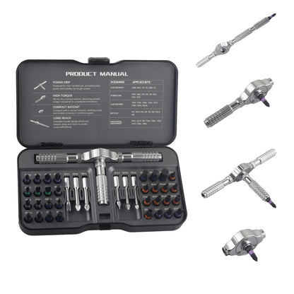 74 in1 Ratchet Screwdriver Set Detachable Ratchet T Handle Portable Repair Tool Kit for Furniture Computer Bicycle Eyeglass DIY