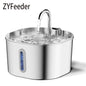 ZYFeeder 2.2L Automatic Stainless Steel Pet Water Fountain, Cat/Dog Drinking Bowl, Silent Water Dispenser with Window