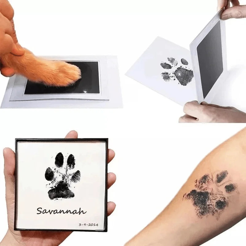 Pet Paw Print Commemorative Ink Pad，Dog or Cat Pet Owner Keepsake，DIY Inkless Handprints and Pet Pawprint Impression Making Kit