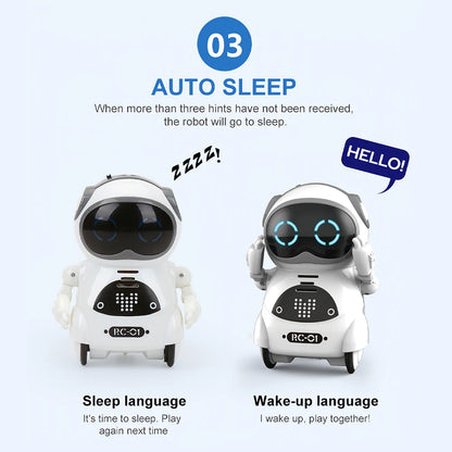Robot Infantil Interactivo con Voz, Reconocimiento de Voz, Grabación, Canto, Baile y Cuentos, Mini Robot Inteligente de Juguete