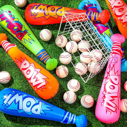 6/12 Uds. De murciélagos de béisbol inflables Pow, murciélagos de juguete inflables de 17 pulgadas para niños, decoración de fiesta de béisbol, recuerdo de juguetes de playa y piscina