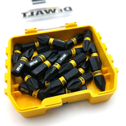 DEWALT DT70555T FLEXTORQ PH2 25mm Impact Screwdriver Bit Set, 25 Pieces, with Mini Storage Box, Fasteners, and Power Tool Accessories