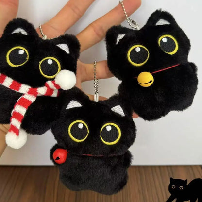 Lindo Llavero de Gato Negro de Peluche, Colgante de Dibujos Animados, Llavero Decorativo, Accesorio para Mochila, Regalo