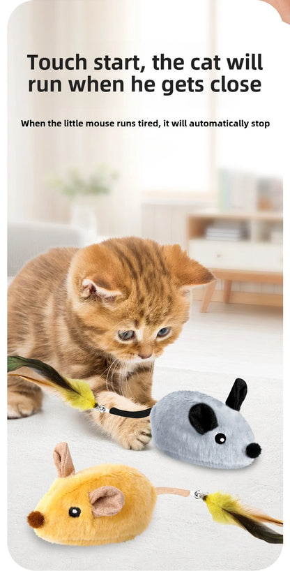 Automatic Sensing Moving Mouse Interactive Cat Toys Electronic Remote Squeaky Cat Toy For Kitten USB Rechargeable Pet Plush Toy