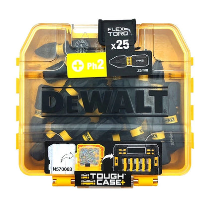 DEWALT DT70555T FLEXTORQ PH2 25mm Impact Screwdriver Bit Set, 25 Pieces, with Mini Storage Box, Fasteners, and Power Tool Accessories