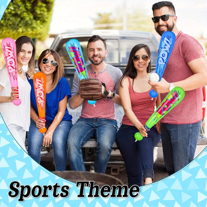 6/12 Uds. De murciélagos de béisbol inflables Pow, murciélagos de juguete inflables de 17 pulgadas para niños, decoración de fiesta de béisbol, recuerdo de juguetes de playa y piscina