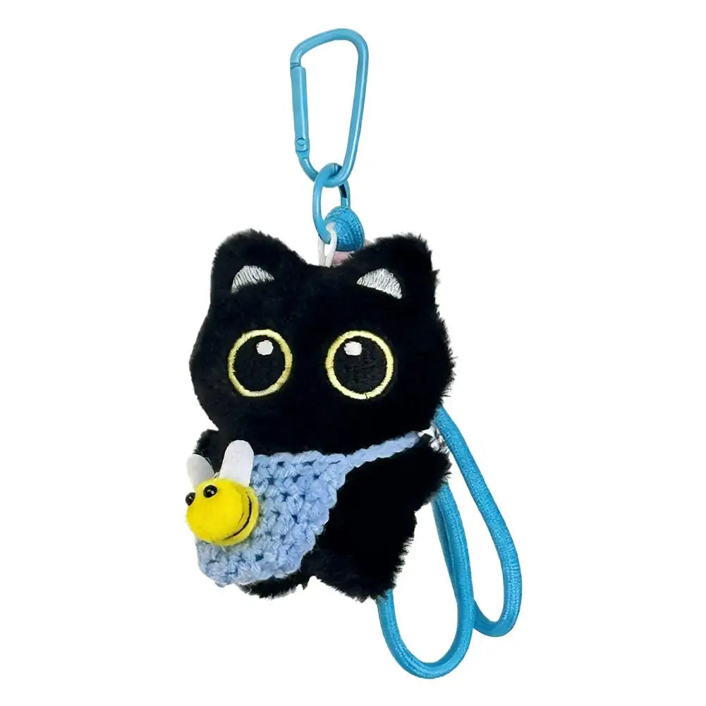 Lindo Llavero de Gato Negro de Peluche, Colgante de Dibujos Animados, Llavero Decorativo, Accesorio para Mochila, Regalo