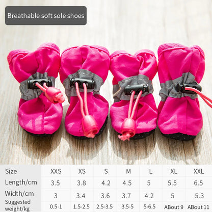 4pcs/set Waterproof Pet Dog Shoes Anti-slip Rain Boots Footwear for Small Cats Dogs Puppy Pet Booties Pet Paw Accessories