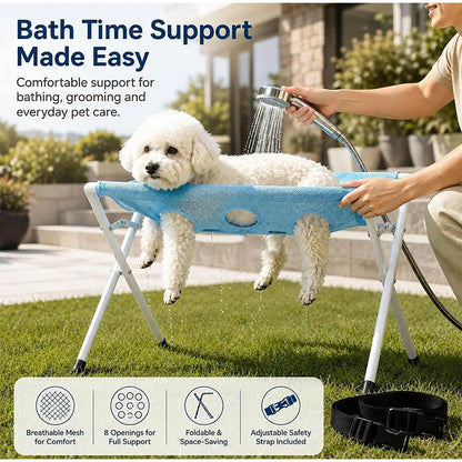 Adjustable Dog Grooming Hammock, Foldable Pet Bathing and Nail Clipping Helper, Breathable Mesh Support Harness for Pets