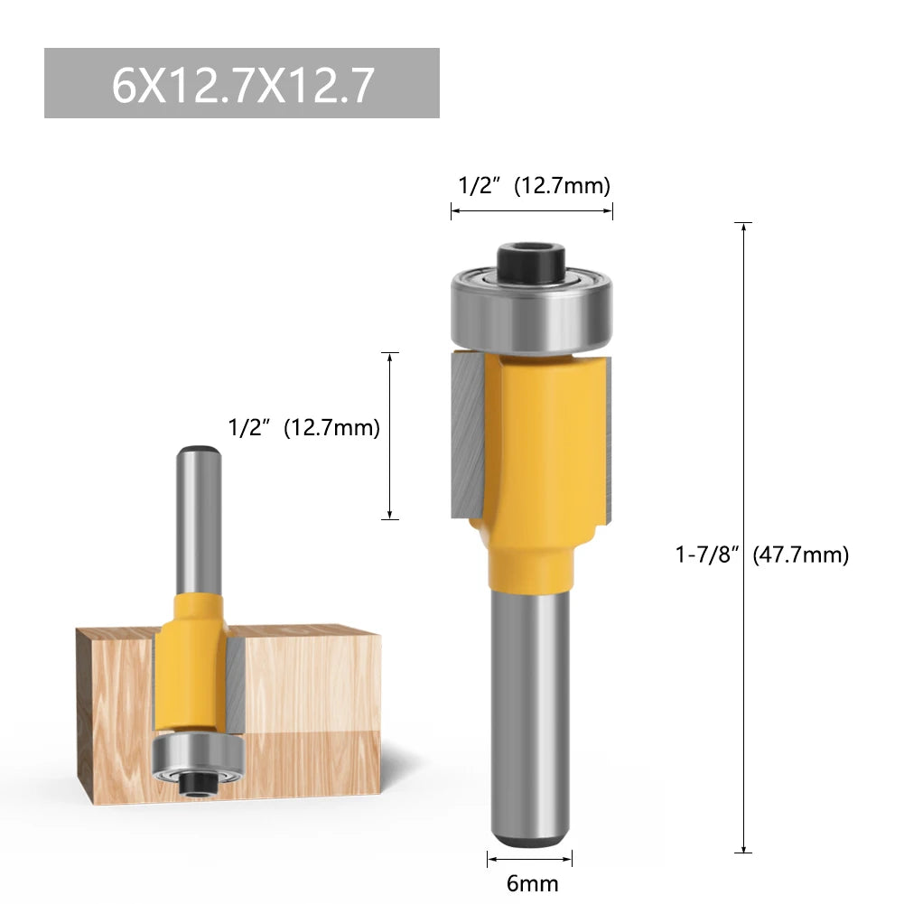 1pc 6mm Shank Router Bit Straight T Bit V Flush Trimming Cleaning Round Corner Cove Box Bits Milling Cutter For Wood MC06010
