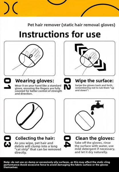 Pet Hair Removal Kit: Sticky Roller, Static Brush & Grooming Gloves - For Cat and Dog Fur on Furniture, Car, and Clothing