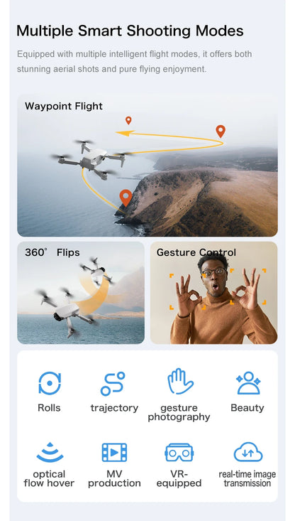 Mini Helicóptero RC Aeri 100 Drone 8K Profesional FPV con Cámara de Seguridad, Retorno Automático, UHD WiFi, Control Remoto, Juguete Volador para Niños