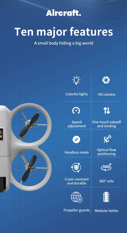 Mini Dron H135 4K Profesional con Cámara Dual, Modo Sin Cabeza, Evitación de Obstáculos, WiFi FPV, Dron 360 °   Helicóptero de Juguete RC Quadcopter