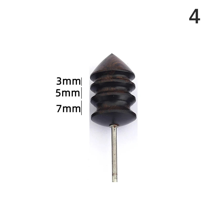 Black Ebony Wood Leather Burnisher Polished Rods, Leather Craft Edge Slicker Tool, Electric Polished Tip Head DIY Rotary Sets