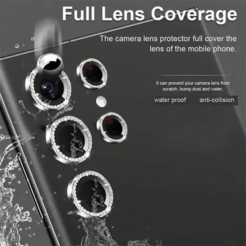 Diamond Camera Lens Protector Ring Cover For Samsung Galaxy S25 Ultra 5G S24 Plus S23 S25 FE S22 Tempered Glass Protective Film