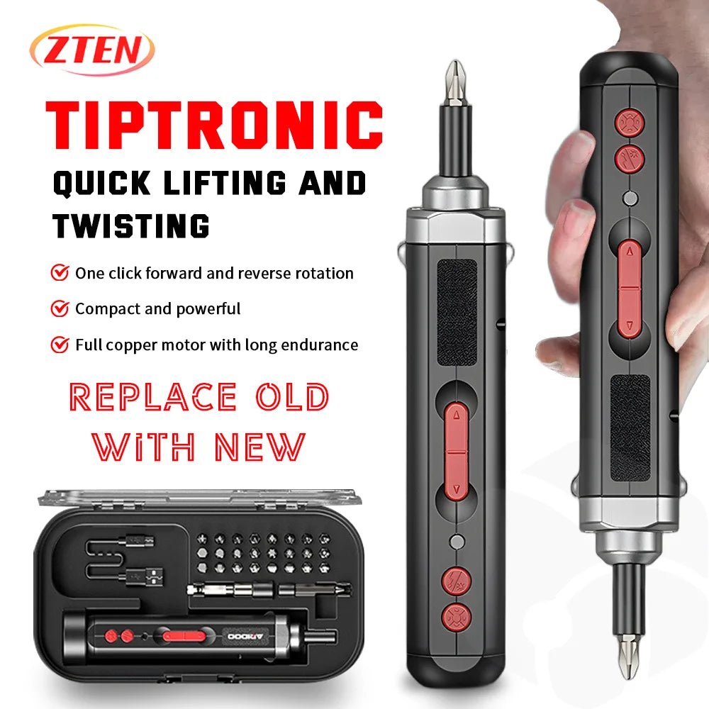 Cordless Electric Screwdriver, Rechargeable Power Screwdriver Set, Automatic Home Repair Tool Kit with USB Cable and LED Lights