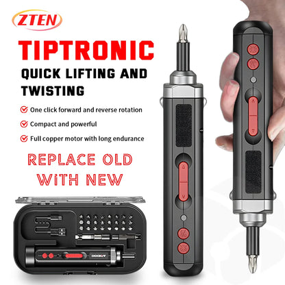 Cordless Electric Screwdriver, Rechargeable Power Screwdriver Set, Automatic Home Repair Tool Kit with USB Cable and LED Lights
