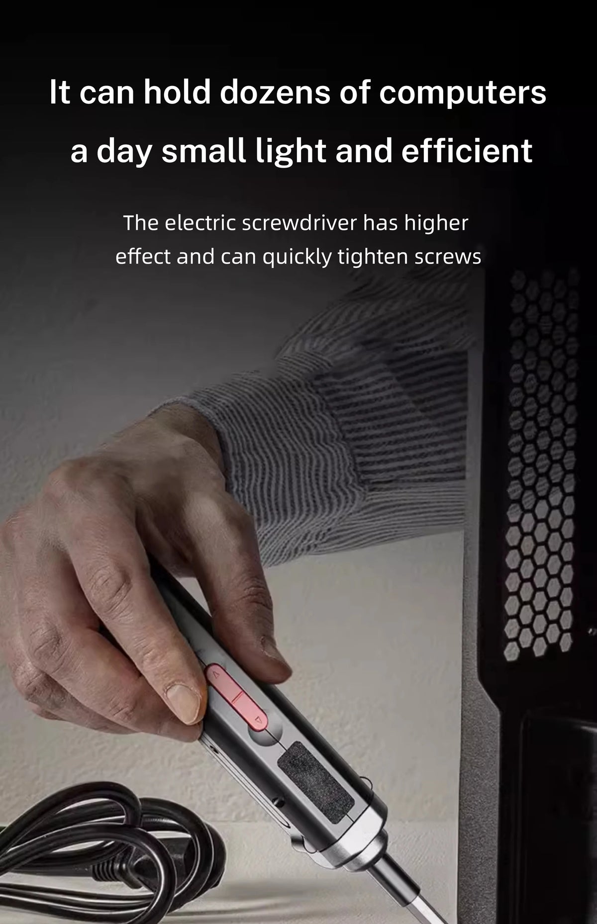 Cordless Electric Screwdriver, Rechargeable Power Screwdriver Set, Automatic Home Repair Tool Kit with USB Cable and LED Lights