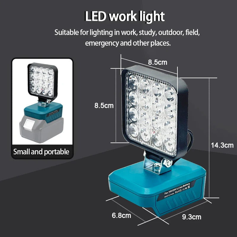 Piezas de herramientas eléctricas para Makita, DeWalt, Bosch, Milwaukee, Ryobi, linterna con batería de litio, luz de trabajo, lámpara de Camping