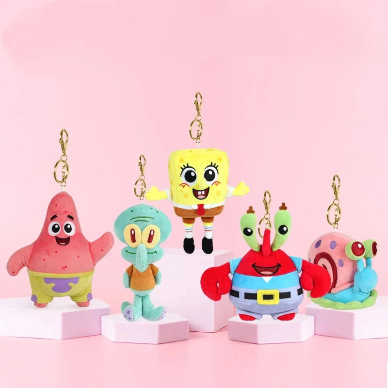 Llavero de Peluche de Bob Esponja y Patricio Estrella de Dibujos Animados Kawaii, Colgante Creativo para Mochila de Gary, Regalos de Squidward Tentacles y Amigos