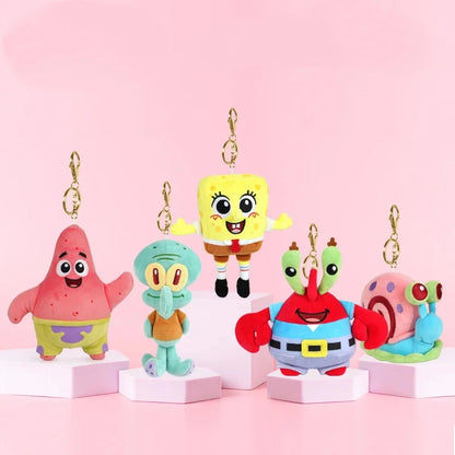 Llavero de Peluche de Bob Esponja y Patricio Estrella de Dibujos Animados Kawaii, Colgante Creativo para Mochila de Gary, Regalos de Squidward Tentacles y Amigos