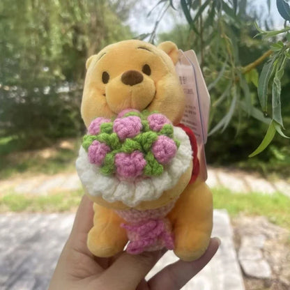 Muñecos de Peluche Clásicos de Anime, Mickey Mouse con Flores de Ganchillo, Llaveros, Pequeños Colgantes, Regalos Perfectos