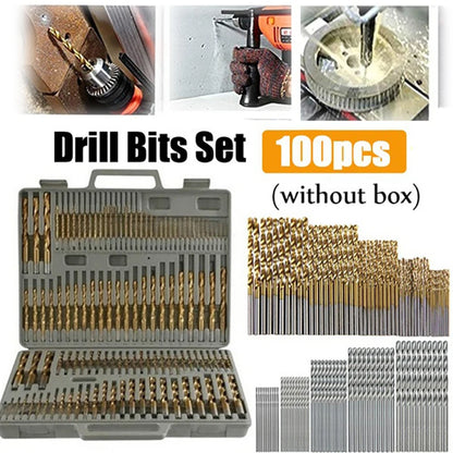50/100pcs HSS Titanium Coated Twist Drill Bit Set High Speed Steel Metal Drill Bits For Cast Iron Wood High Quality Power Tools