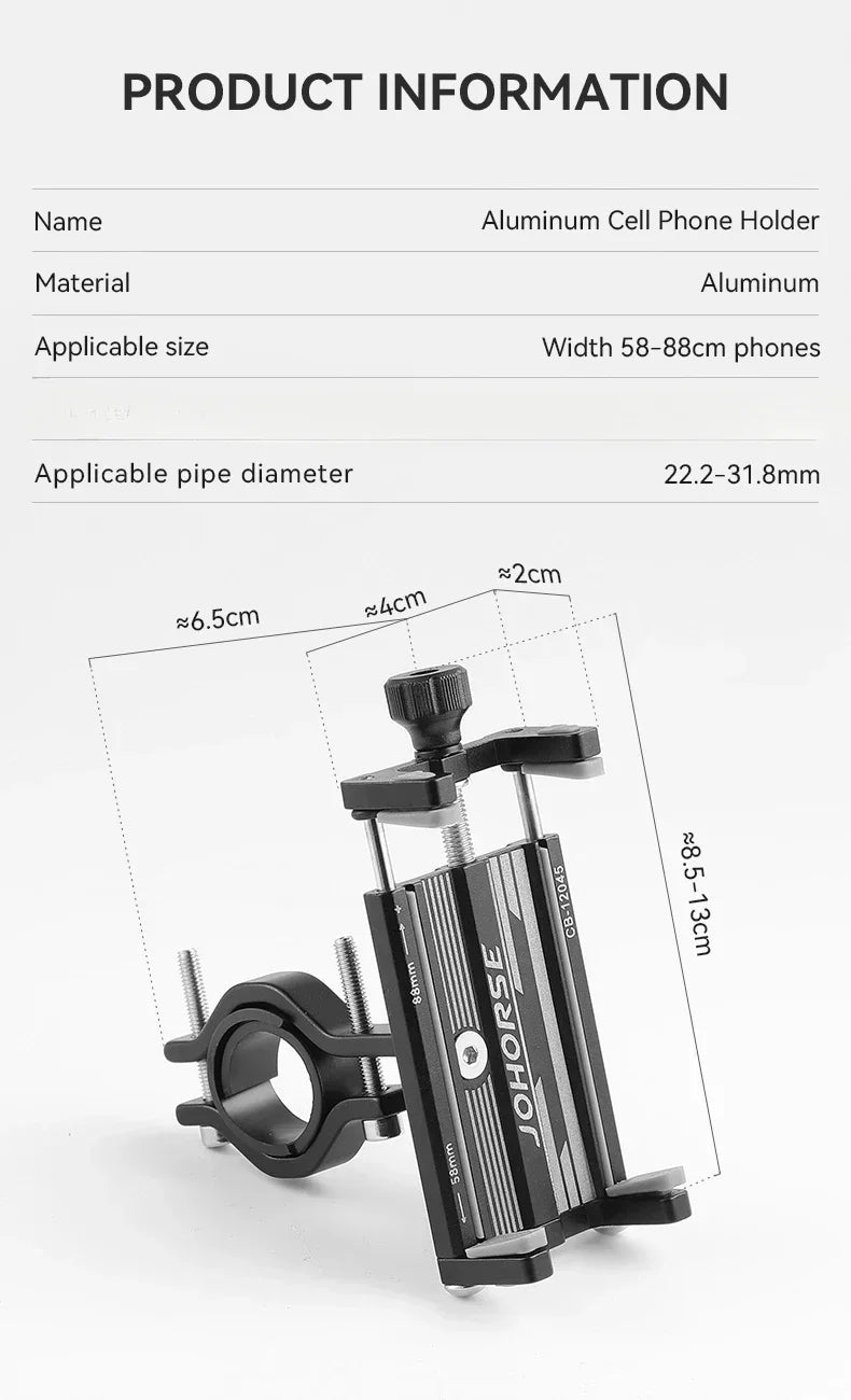 CNC Four-Claw Bike Phone Holder, Scalable Aluminum Alloy Bracket for Motorcycle and Electric Bicycle Smartphone Mount
