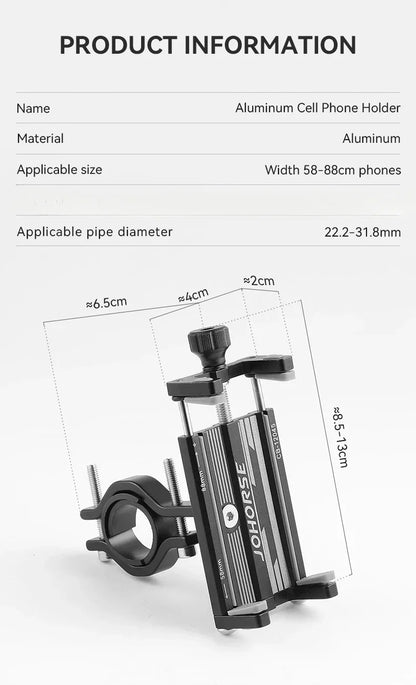 CNC Four-Claw Bike Phone Holder, Scalable Aluminum Alloy Bracket for Motorcycle and Electric Bicycle Smartphone Mount