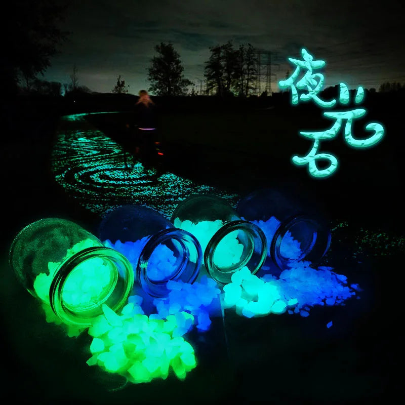 Arena luminosa que brilla en la oscuridad, guijarros de piedra, jardín, patio, camino al aire libre, decoración de césped, pecera, acuario, decoración DIY para el hogar, 3-5mm