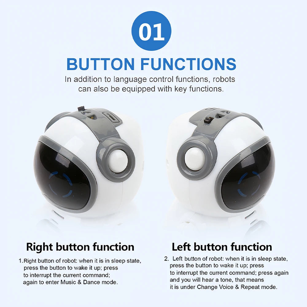 Robot Infantil Interactivo con Voz, Reconocimiento de Voz, Grabación, Canto, Baile y Cuentos, Mini Robot Inteligente de Juguete