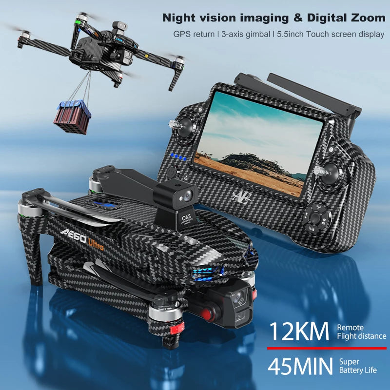 Nuevo Dron AE60 con GPS, Cámara HD Profesional 8K, Gimbal de 3 Ejes sin Escobillas, Evitación de Obstáculos, Pantalla Táctil, Lanzamiento Aéreo, FPV, Drones de Seguridad