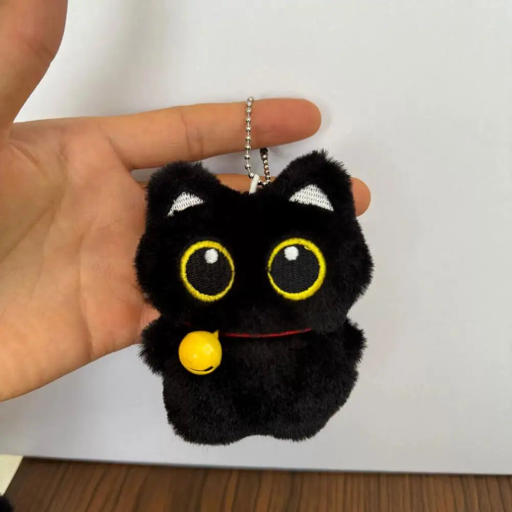 Lindo Llavero de Gato Negro de Peluche, Colgante de Dibujos Animados, Llavero Decorativo, Accesorio para Mochila, Regalo