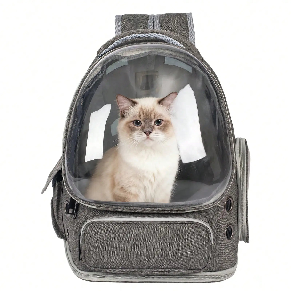Mochila transparente de gran capacidad para mascotas - Diseño portátil de doble hombro, ideal para viajar y aventuras al aire libre con gatos y perros pequeños