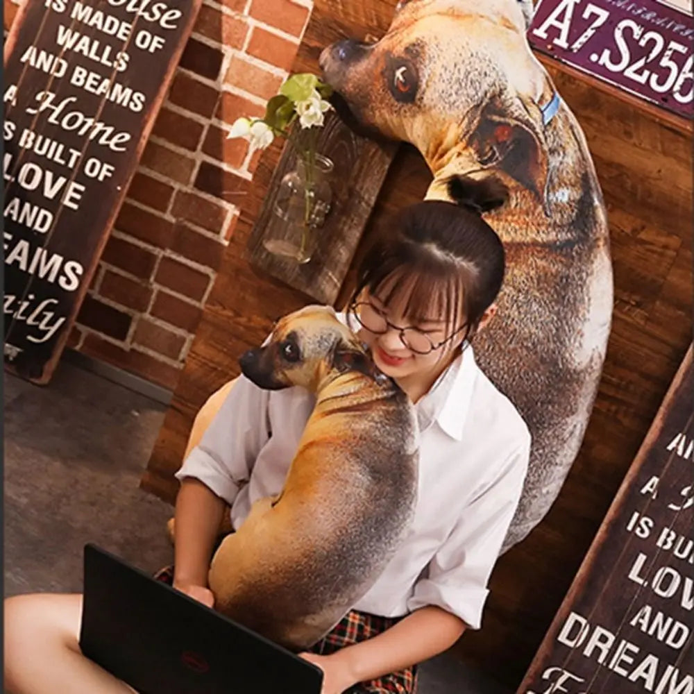 Soft Lifelike Animal Throw Pillow Hound Plush Creative Cushion 3D Dog Pillow Office