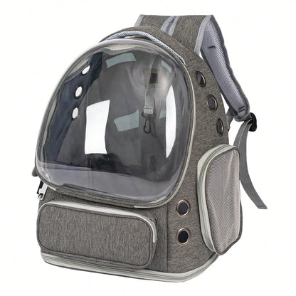 Mochila transparente de gran capacidad para mascotas - Diseño portátil de doble hombro, ideal para viajar y aventuras al aire libre con gatos y perros pequeños