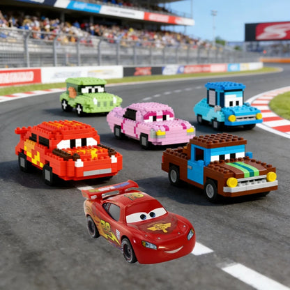 Bloques de Construcción de Carreras de Autos de Disney Pixar Cars 2 3, Lightning McQueen, Race Div, Fritter, Miss Tractor, Frank, Creativo, Regalo de Navidad para Niños