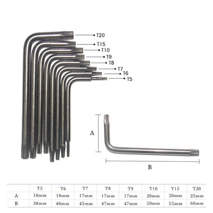 1 Set  8 in 1 Hexagon Screwdriver Wrench Bit Set T5-T20 CR-V Star Key Wrench Torx Screwdriver Kit with Holder