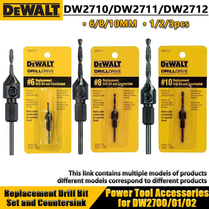 DEWALT DW2710/DW2711/DW2712 6/8/10MM Replacement Drill Bit Set and Countersink Wood Drilling Holes Power Tool Accessories