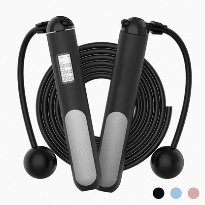 2-in-1 Smart Digital Weighted Jump Rope with LED Display Counter Cordless Skipping Rope Adjustable PVC Steel Wire Anti-Slip Handle for Adult Indoor Outdoor Cardio Workout Home Gym Fitness Training Portable Exercise Equipment