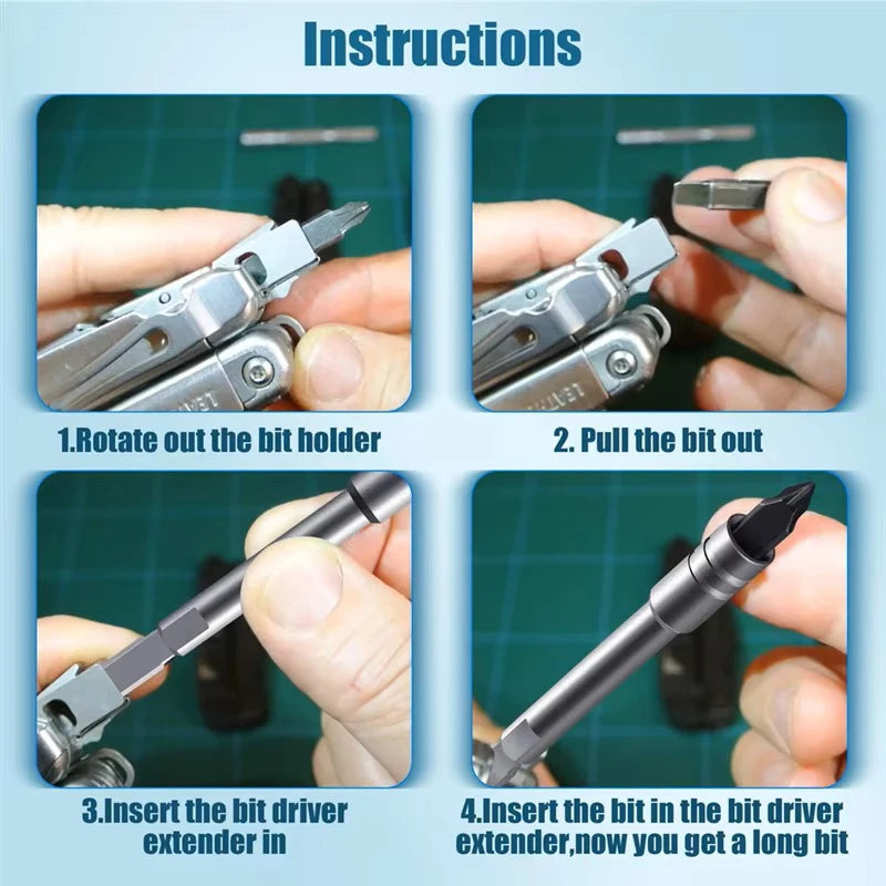 Drill Bit Extension Rod Magnetic Screwdriver Bit Holder 1/4 Hex Driver Socket Adapter Power Tools For Leatherman Surge Wave Plus
