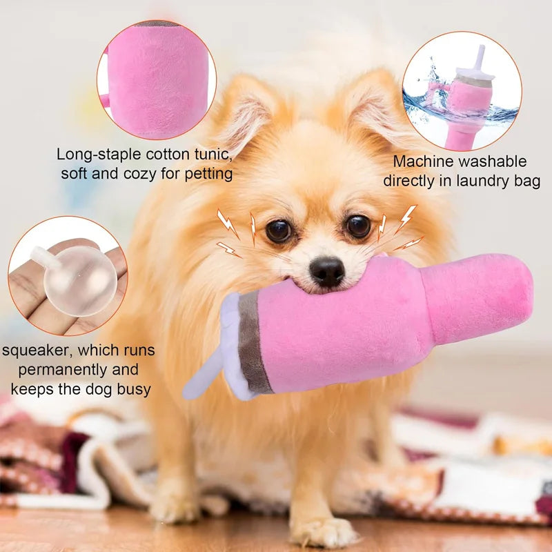 Juguete para perro con sonido Safe Cup rosa: juguete masticable duradero para perros pequeños/medianos/grandes con mordida fuerte, para cumpleaños y ejercicio