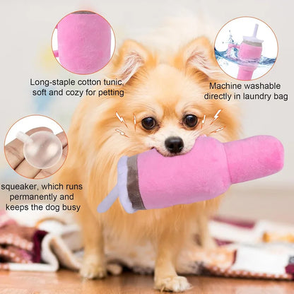 Juguete para perro con sonido Safe Cup rosa: juguete masticable duradero para perros pequeños/medianos/grandes con mordida fuerte, para cumpleaños y ejercicio