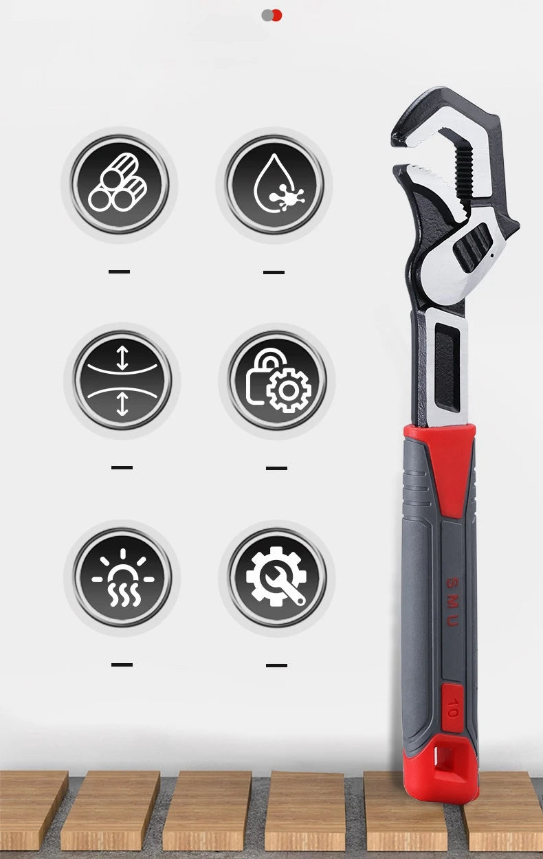 8/10inch Universal Multifunctional Self-Locking Wrench Fast Adjustable Wrench Car Repair Wrench Plumber Multi Hand Tool