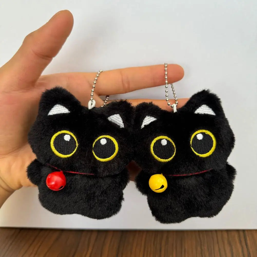 Lindo Llavero de Gato Negro de Peluche, Colgante de Dibujos Animados, Llavero Decorativo, Accesorio para Mochila, Regalo